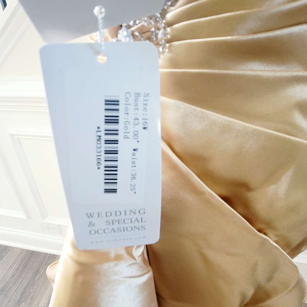 JJs House Champagne (Gold) Satin Wedding/Special Occasions Formal Gown SZ-16 - Picture 9 of 16